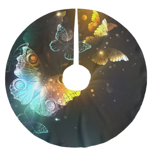 Leuchtende Schmetterlinge und Nachtschmetterlinge Polyester Weihnachtsbaumdecke (Vorderseite)