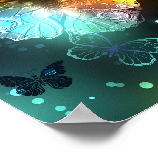 Leuchtende Schmetterlinge und Nachtschmetterlinge Poster (Ecke)