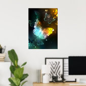 Leuchtende Schmetterlinge und Nachtschmetterlinge Poster (Heimbüro)