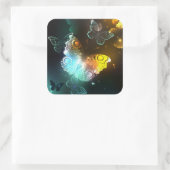 Leuchtende Schmetterlinge und Nachtschmetterlinge Quadratischer Aufkleber (Tasche)