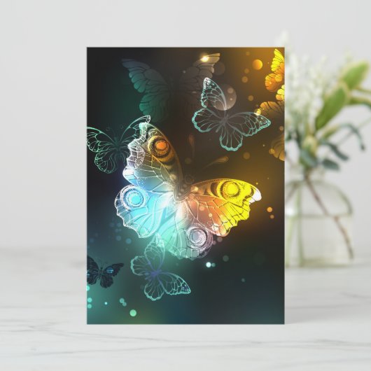 Leuchtende Schmetterlinge und Nachtschmetterlinge Save The Date (Stehend Vorderseite)