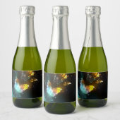 Leuchtende Schmetterlinge und Nachtschmetterlinge Schaumweinetikett (Flaschen)