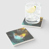 Leuchtende Schmetterlinge und Nachtschmetterlinge Steinuntersetzer (Seitenansicht)