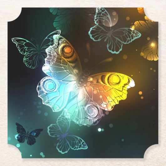 Leuchtende Schmetterlinge und Nachtschmetterlinge Untersetzer (Vorderseite)