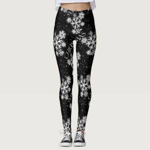 Leuchtende Schneeflocken mit Weihnachtsgrafik auf Leggings