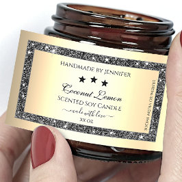 Leuchtende Silber-Glitzer-Gold-Effekt-Produktetike Rechteckiger Aufkleber