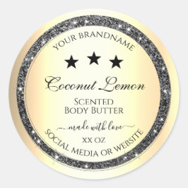 Leuchtende Silber-Glitzer-Gold-Effekt-Produktetike Runder Aufkleber