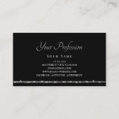 Leuchtende Silberglanzsterne-Glitzer-Logo Schwarz Visitenkarte (Rückseite)