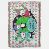 Leuchtende Skaten Pinguine Holiday Throw Decke (Vorderseite Vertikal)
