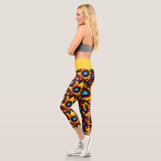 Leuchtende Sonnenblumen Capri Leggings (Links)