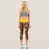 Leuchtende Sonnenblumen Capri Leggings (Vorderseite)