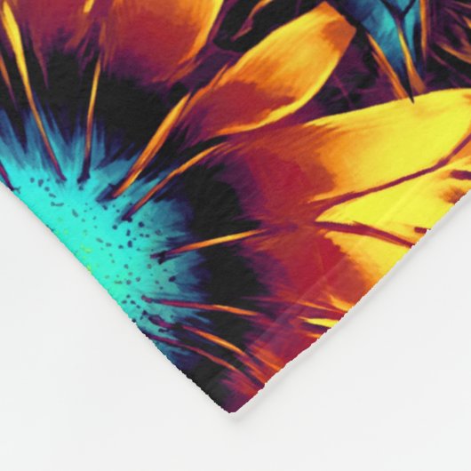 Leuchtende Sonnenblumen Fleecedecke (Ecke)