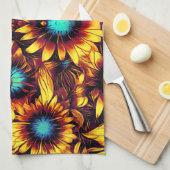 Leuchtende Sonnenblumen Geschirrtuch (Viertel Falte)