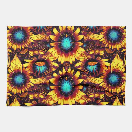 Leuchtende Sonnenblumen Geschirrtuch (Horizontal)