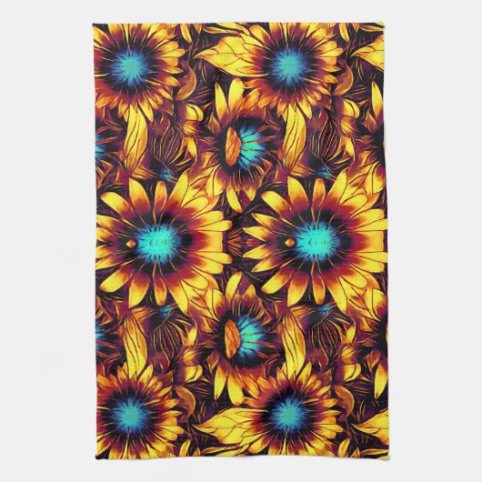 Leuchtende Sonnenblumen Geschirrtuch (Vertikal)