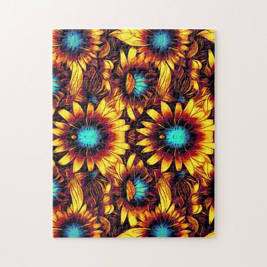 Leuchtende Sonnenblumen Puzzle (Vertikal)