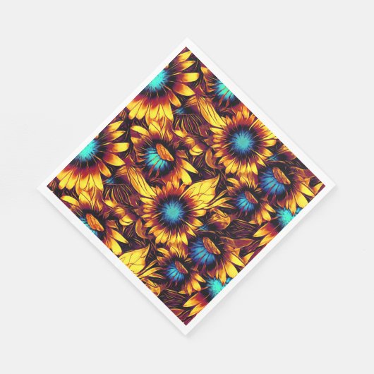 Leuchtende Sonnenblumen Serviette (Ecke)