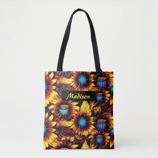 Leuchtende Sonnenblumen Tasche (Vorderseite)