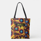 Leuchtende Sonnenblumen Tasche (Rückseite)