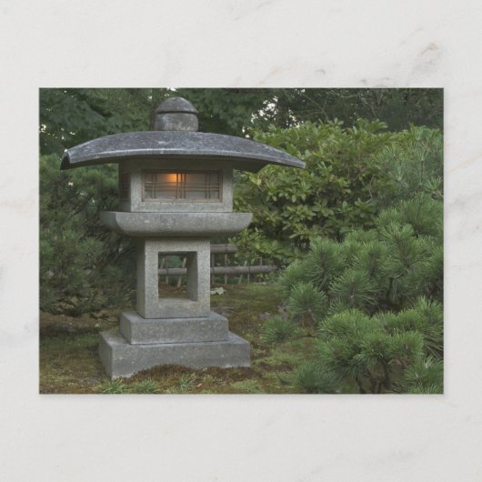 Leuchtende Steinlaterne im Japanischen Garten Postkarte (Vorderseite)