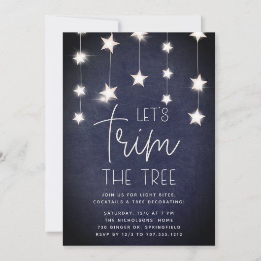 Leuchtende Sterne Weihnachtsbaum Trimmen Party Einladung (Vorderseite)