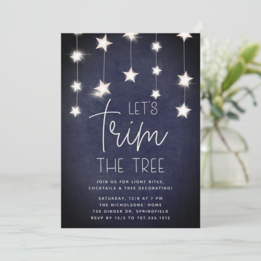 Leuchtende Sterne Weihnachtsbaum Trimmen Party Einladung (Stehend Vorderseite)