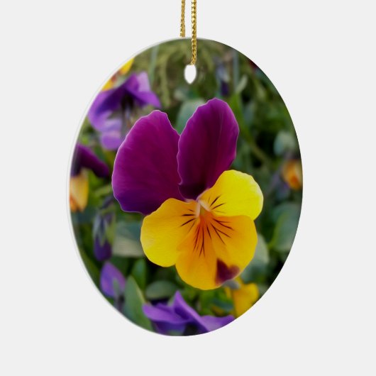 leuchtende Stiefmütterchen Keramik Ornament (Rechts)