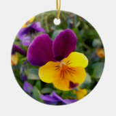 leuchtende Stiefmütterchen Keramik Ornament (Vorne)