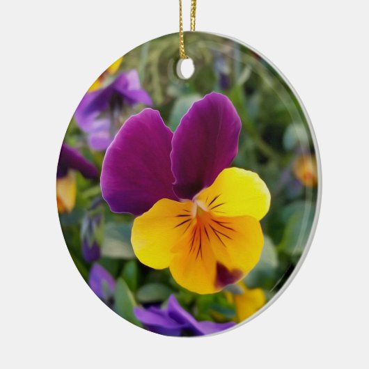 leuchtende Stiefmütterchen Keramik Ornament (Links)