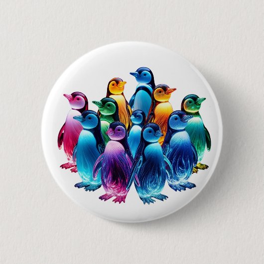 Leuchtende süße Pinguine Button (Vorderseite)