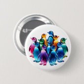 Leuchtende süße Pinguine Button (Vorne & Hinten)