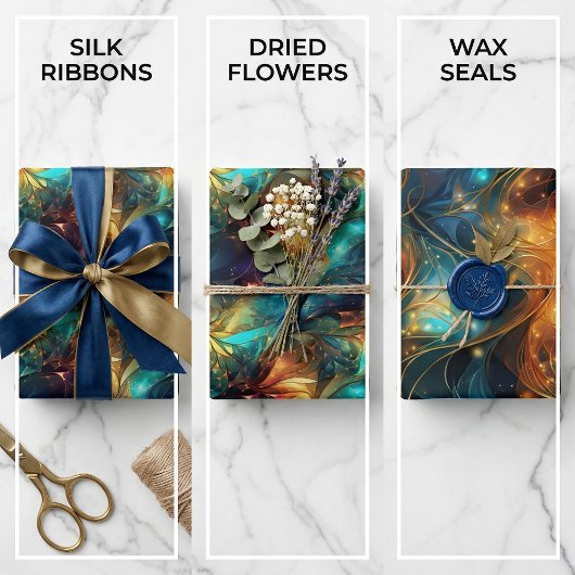 Leuchtende Threads: 3D-Lichtwovendesign Geschenkpapier Set