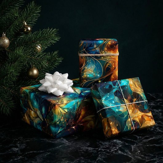 Leuchtende Threads: 3D-Lichtwovendesign Geschenkpapier Set