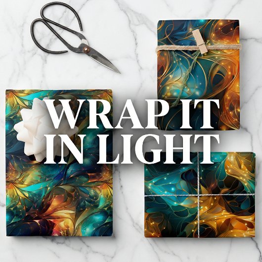 Leuchtende Threads: 3D-Lichtwovendesign Geschenkpapier Set