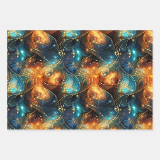 Leuchtende Threads: 3D-Lichtwovendesign Geschenkpapier Set (Vorderseite 2)