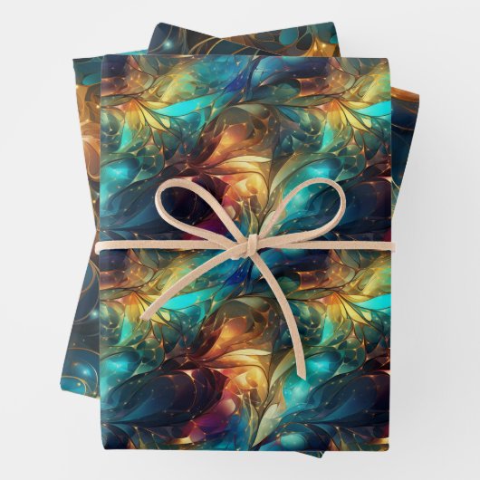 Leuchtende Threads: 3D-Lichtwovendesign Geschenkpapier Set (Beispiel)