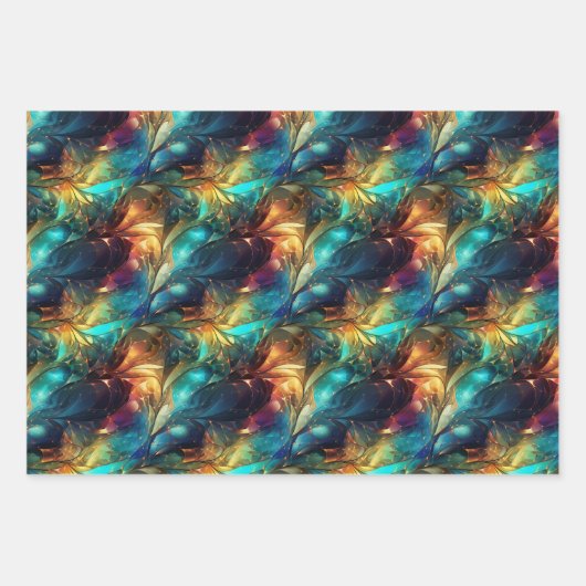 Leuchtende Threads: 3D-Lichtwovendesign Geschenkpapier Set (Vorderseite)