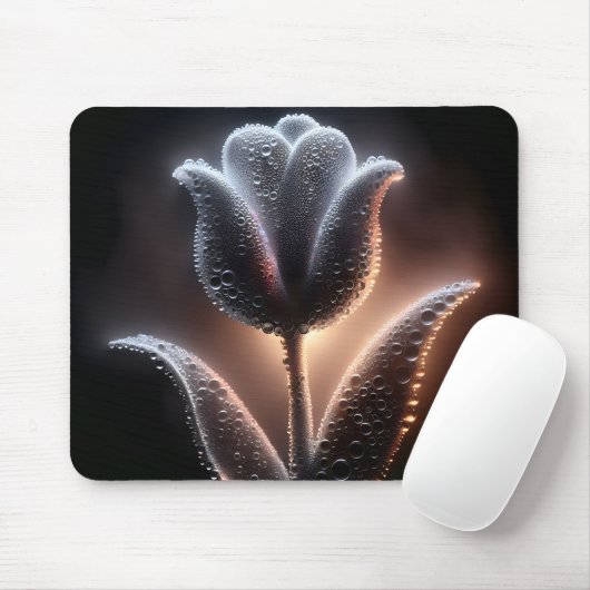 Leuchtende Tulip mit Regentropfen Mousepad (Mit Mouse)