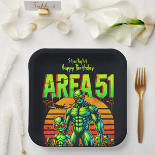 Leuchtende UFOs über Area 51 Pappteller
