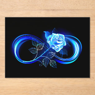 Leuchtende Unendlichkeit mit blauer Rose Acryleinladungen