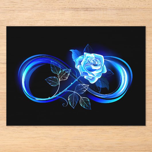 Leuchtende Unendlichkeit mit blauer Rose Acryleinladungen (Vorderseite)
