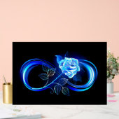 Leuchtende Unendlichkeit mit blauer Rose Acrylschild (Hochzeit)