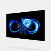 Leuchtende Unendlichkeit mit blauer Rose Acrylschild (Winkel)