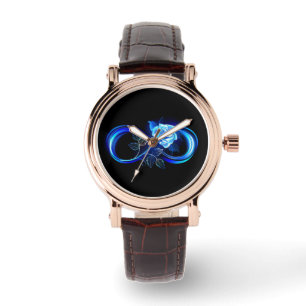 Leuchtende Unendlichkeit mit blauer Rose Armbanduhr