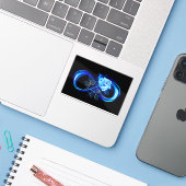Leuchtende Unendlichkeit mit blauer Rose Aufkleber (Laptop mit iPhone)