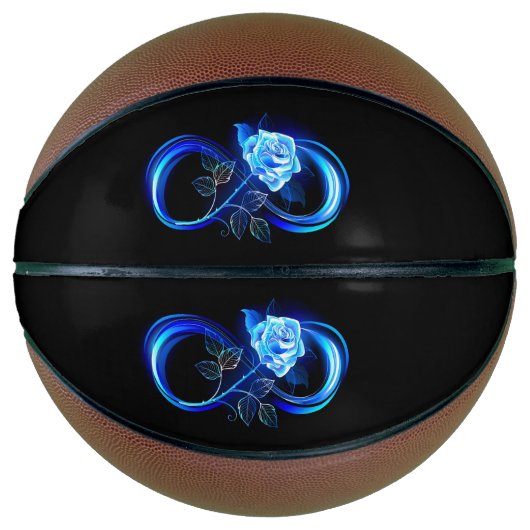 Leuchtende Unendlichkeit mit blauer Rose Basketball (Vorderseite)