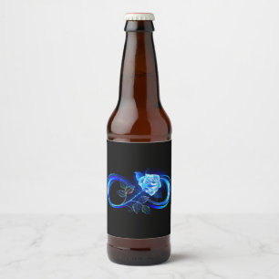 Leuchtende Unendlichkeit mit blauer Rose Bierflaschenetikett
