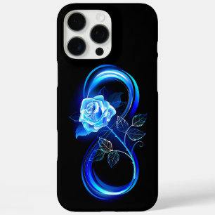 Leuchtende Unendlichkeit mit blauer Rose iPhone 16 Pro Max Hülle