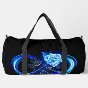 Leuchtende Unendlichkeit mit blauer Rose Duffle Bag