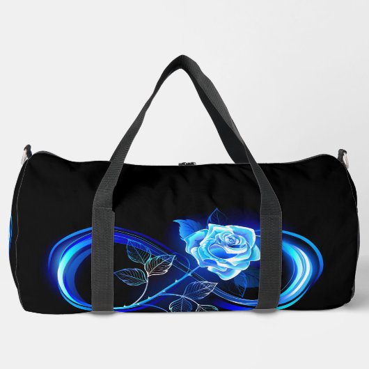 Leuchtende Unendlichkeit mit blauer Rose Duffle Bag (Vorderseite)